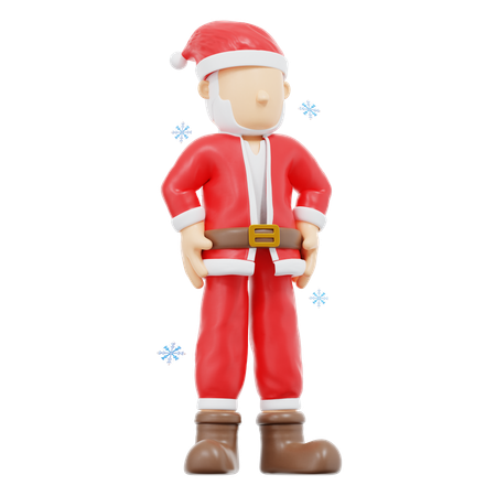Santa Claus Hands On Hips Pose  3D Illustration