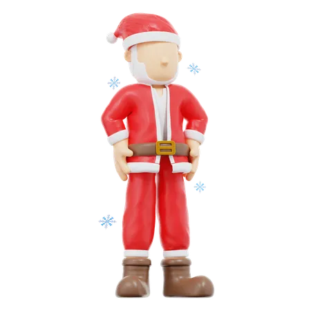 Santa Claus Hands On Hips Pose  3D Illustration