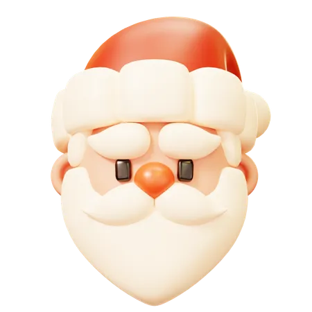 Cute Cartoon 3 D Santa Claus Character Face Head Happy New Year Decoration Merry Christmas Holiday New Year And Xmas Celebration 3D Icon