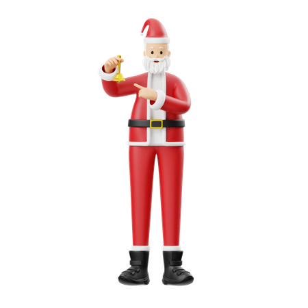 Santa Claus Holding A Small Bell  3D Illustration