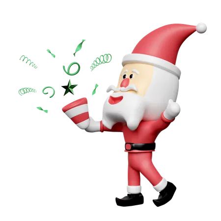 Santa Claus Hand Holding Explosion Firecracker Funnel Isolated Merry Christmas And Happy New Year 3 D Render Illustration 3D Icon