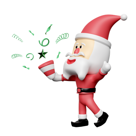 Santa Claus Holding Confetti  3D Icon