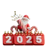 Santa Claus Holding Fireworks Behind 2025