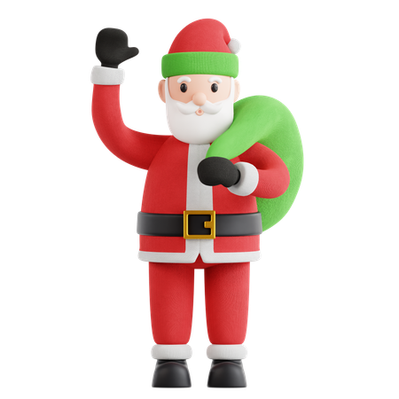 Santa Claus Holding Gift Bag  3D Icon