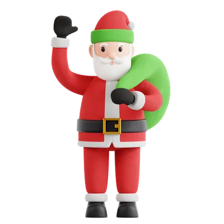 Santa Claus Holding Gift Bag  3D Icon