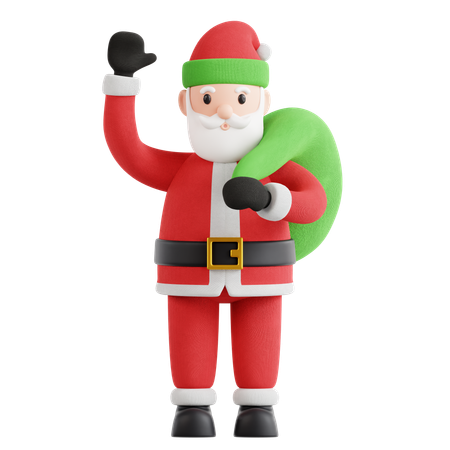 Santa Claus Holding Gift Bag  3D Icon