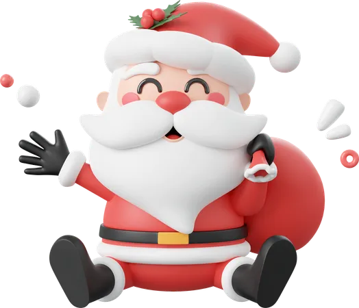 Santa Claus Holding Gift Bag Christmas Theme Elements 3 D Illustration 3D Icon