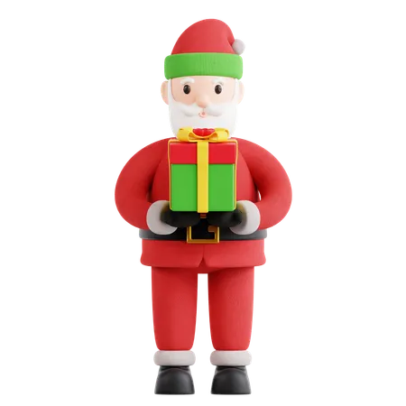 Santa CLaus Holding Gift Box  3D Icon