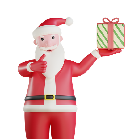 Santa Claus Holding Gift Box 3D Illustration
