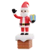 Santa Claus Holding Gift Box On Chimney