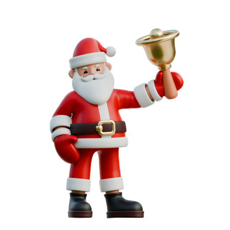 Santa Claus Holding Jingle Bell  3D Illustration