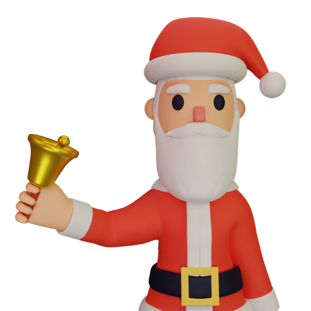 Santa Claus Holding Jingle Bell  3D Illustration