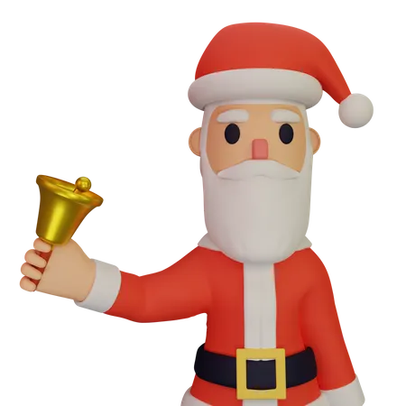 Santa Claus Holding Jingle Bell  3D Illustration