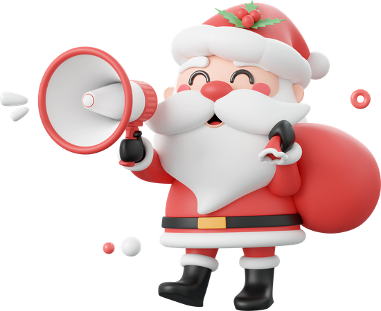 Santa Claus Holding Megaphone  3D Icon