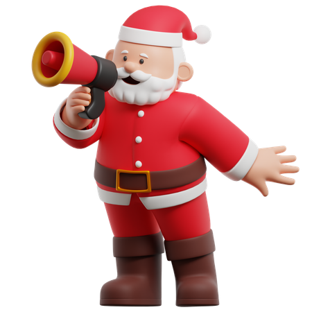 Santa Claus Holding Megaphone  3D Illustration