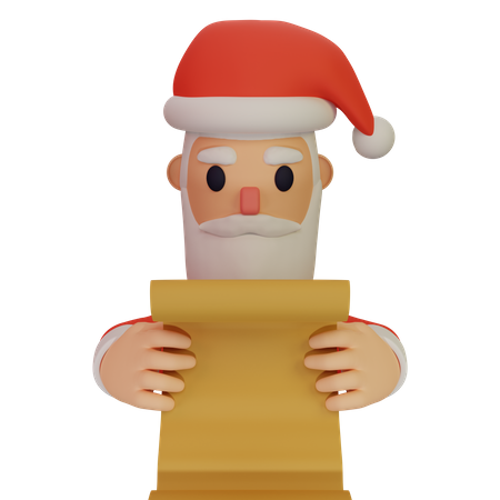 Santa Claus Holding Scroll  3D Illustration