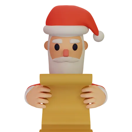 Santa Claus Holding Scroll  3D Illustration