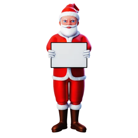 Santa Claus Holding White Horizontal Tablet  3D Illustration