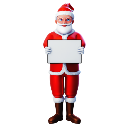 Santa Claus Holding White Horizontal Tablet  3D Illustration