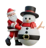 Santa Claus Hugging Snowman