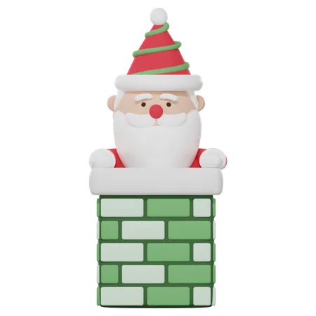 Santa Claus In Chimney  3D Icon