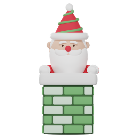 Santa Claus In Chimney  3D Icon