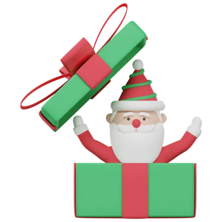 Santa Claus In Gift  3D Icon