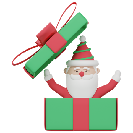 Santa Claus In Gift  3D Icon