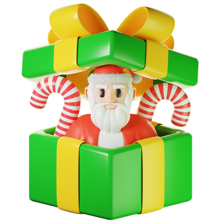 Santa Claus In Gift Box  3D Icon