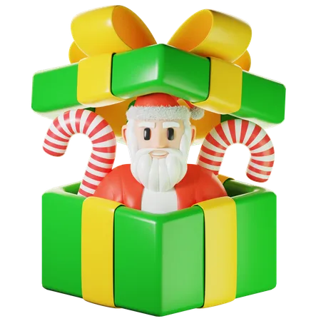 Santa Claus In Gift Box  3D Icon