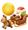 Santa Claus in Sleigh Flying with Reindeer Delivers Presents at Night