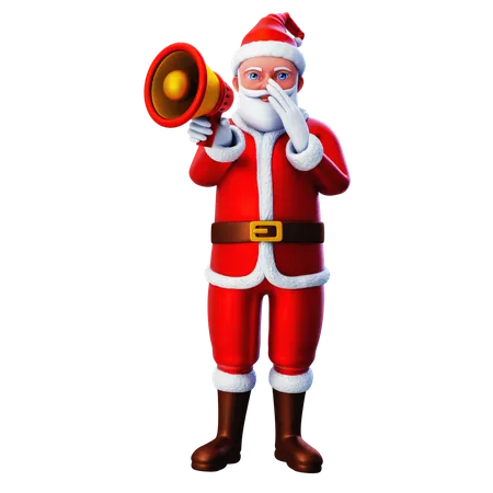 Santa Claus Informing Using Loudspeaker  3D Illustration