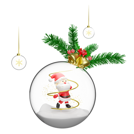 Santa claus is caged inside crystal ball  3D Illustration