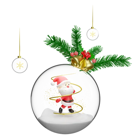 Santa claus is caged inside crystal ball  3D Illustration