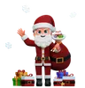 Santa Claus Is Carrying Gift Bag
