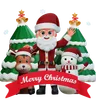 Santa Claus Is Celebrating Christmas With Reindeer And Snowman
