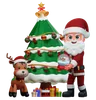 Santa Claus Is Decorating Xmas Tree