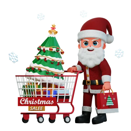 Santa Claus Is Doing Sale Shopping  3D Illustration