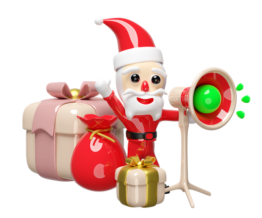 Santa claus is making christmas announcement  3D Illustration