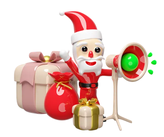 Santa claus is making christmas announcement  3D Illustration
