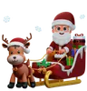 Santa Claus Is Riding Reindeer Sledge