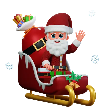 Santa Claus Is Waving Hand To All  3D Illustration