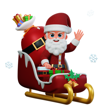 Santa Claus Is Waving Hand To All  3D Illustration