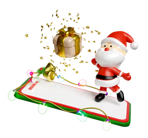 Santa claus is writing gift list on clipboard  3D Illustration