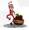 Santa Claus Jumping And Holding Jingle Bell