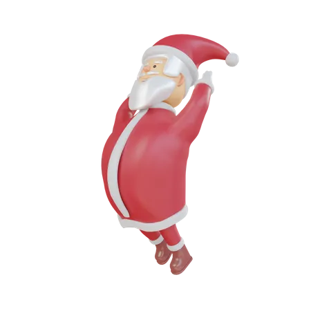Santa Claus Jumping In The Air  3D Illustration