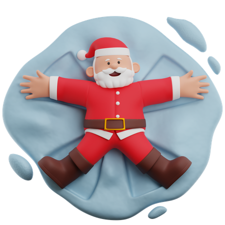 Santa Claus Making Snow Angel  3D Illustration