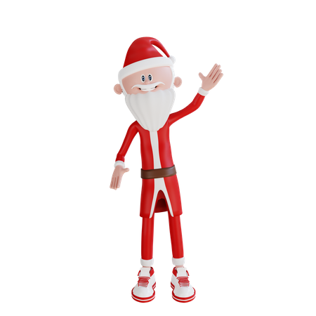 Pose de Papá Noel saludando con la mano  3D Illustration