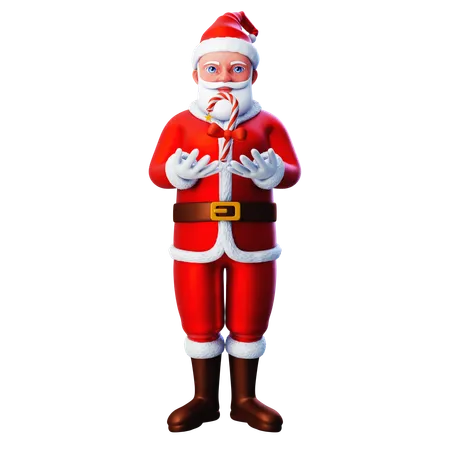 Papá Noel mostrando dulces navideños  3D Illustration