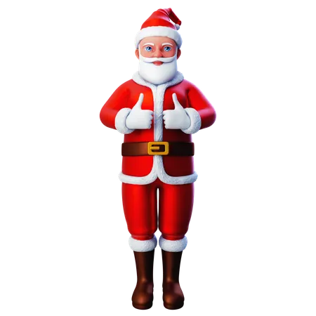 Santa Claus mostrando el gesto de pulgar hacia arriba con ambas manos  3D Illustration